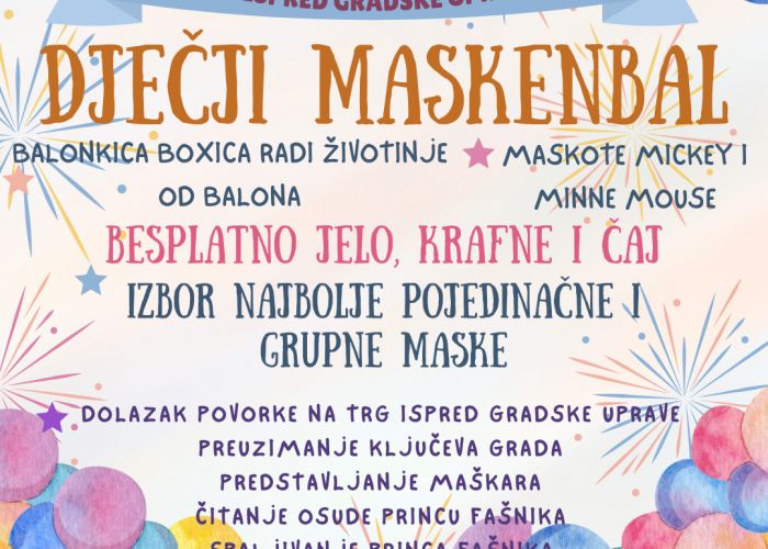 Pozivamo vas na veseli Dječji maskenbal!
